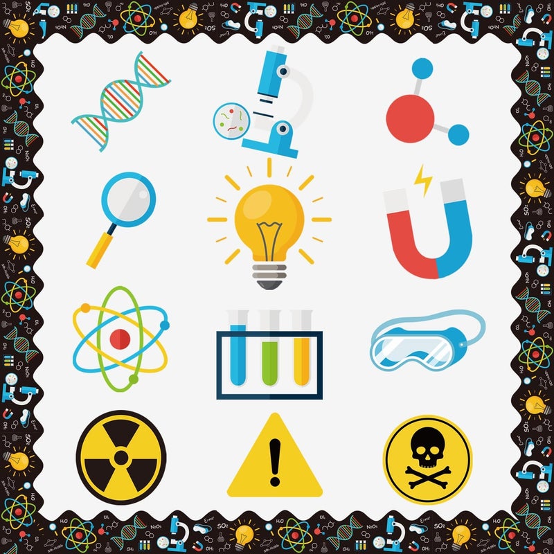Joffetii 78Pcs Science Classroom Bulletin Board Decorations with Borders, Classroom Decor Paper Cutouts Teacher Must Haves Science Theme Back to School Home Office Decorations - Image 1
